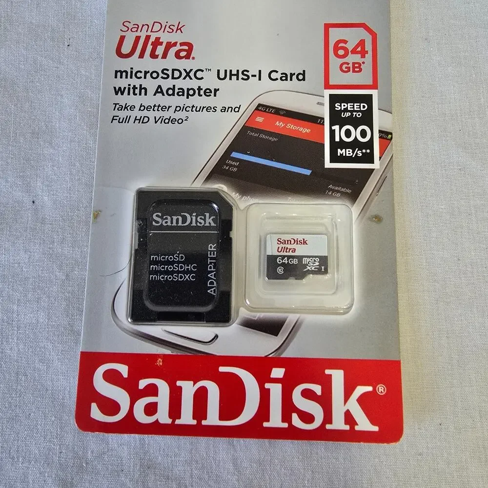 SanDisk 64GB Ultra Micro SDXC USH-I Card w/ Adapter New Sealed